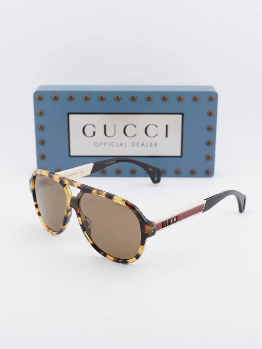 Gucci GG0463S 005 Aviator Sunglasses - Havana/Ivory\Brown